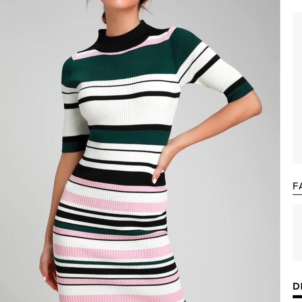 I Like It White Multi Stripe Ribbed Bodycon Midi S